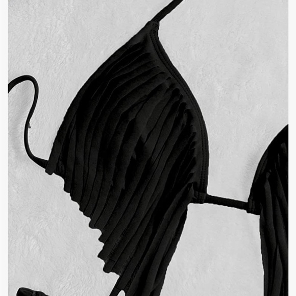 Milumia Women's Two Piece Bikini Swimsuit Fringe Trim Tie Back Bathing Suit - Picture 3 of 5